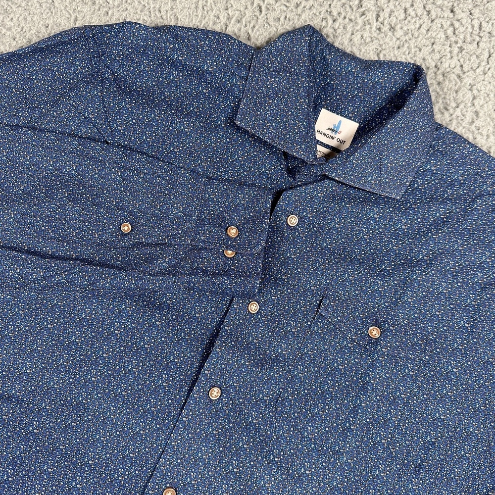 Johnnie-o Hangin Out Shirt Men's Medium Blue Abstract Speckled Print Button Down